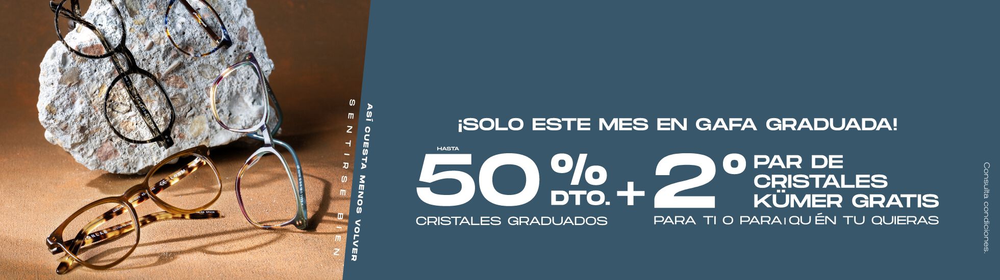 Hasta 50 por ciento de descuento en cristales graduados y segundo par de cristales kumer gratis